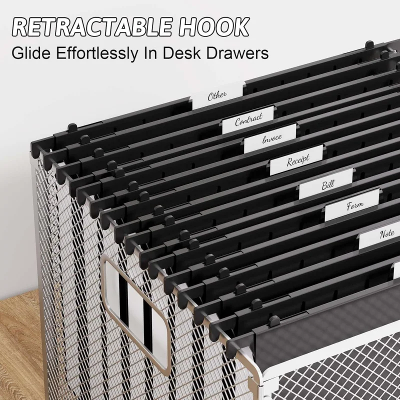 Plastic Hanging File Folders Letter Size,1 Inch Expansion,12 Reinforced Black with Heavy Duty,