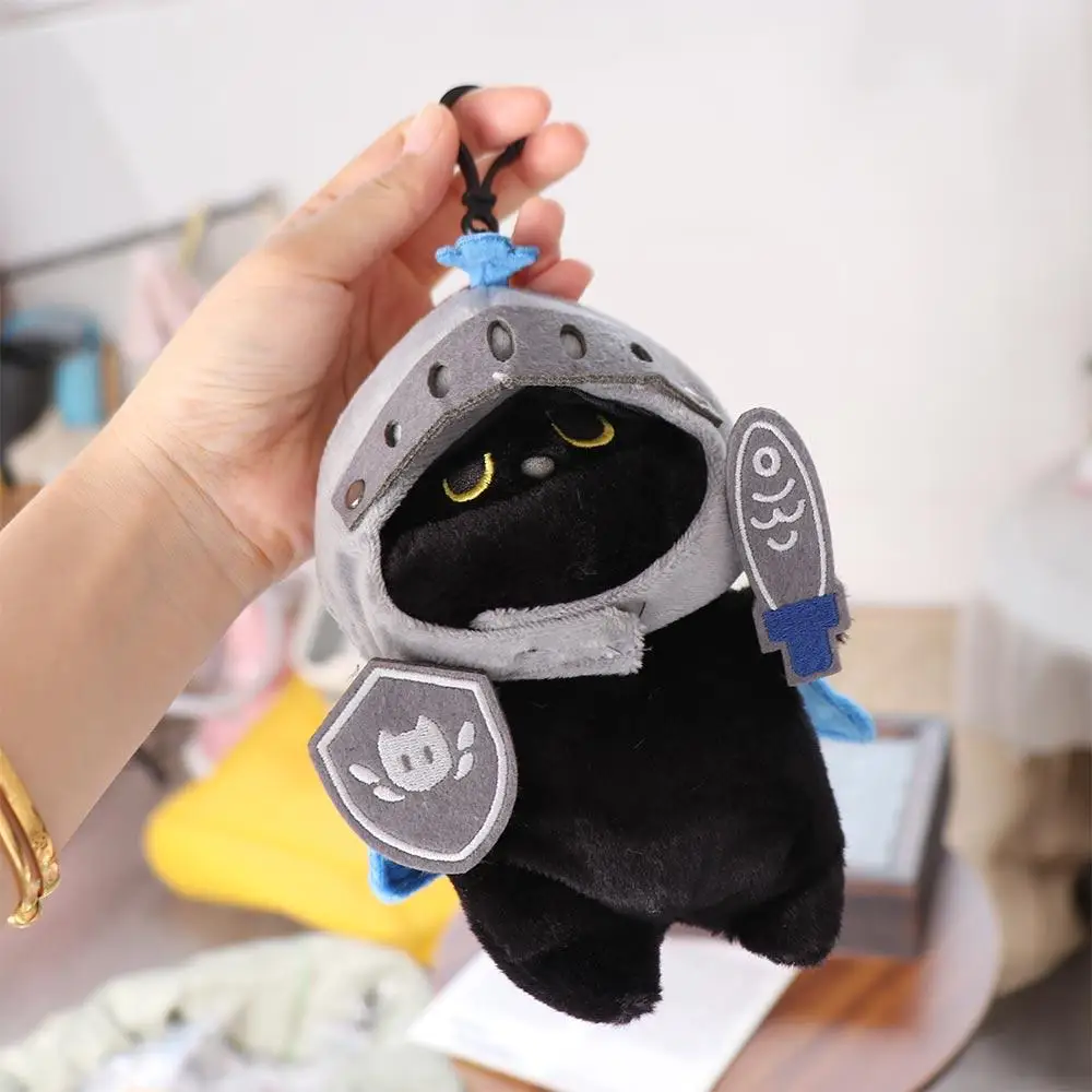 Cute Cartoon Sleep Pillow Shield Knight Cat Plush Doll Silly Cat Plush Toy Soft Cute Black Cat Stuffed Toy Kids Christmas Gift