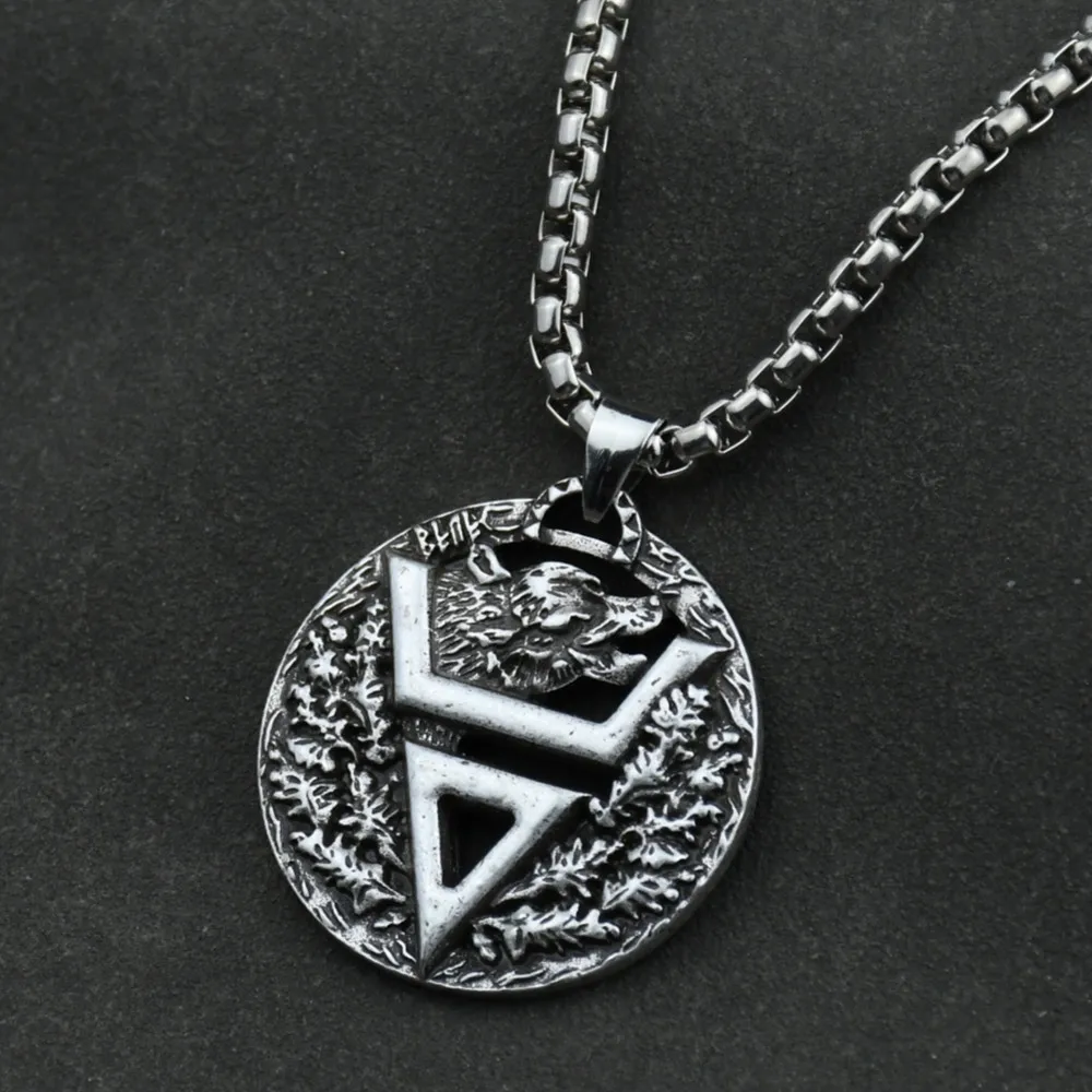 Viking Fern Inverted Triangle Veles wolf Pendant  Amulets Slavic Pagan Talismans Charms Necklaces