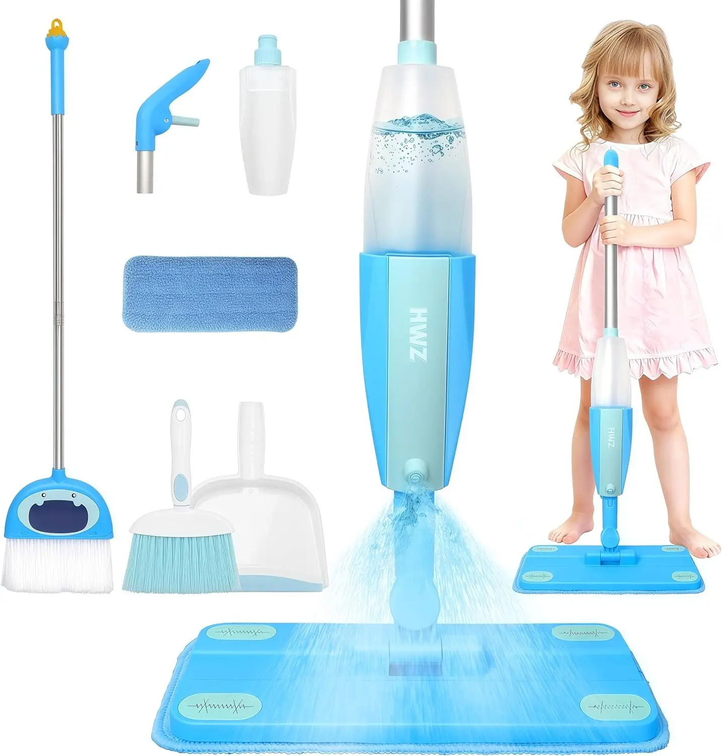 

Kids Cleaning Set, Make Chores Fun! Real Working Toddler Cleaning Toy with Mini Spray Mop & Broom