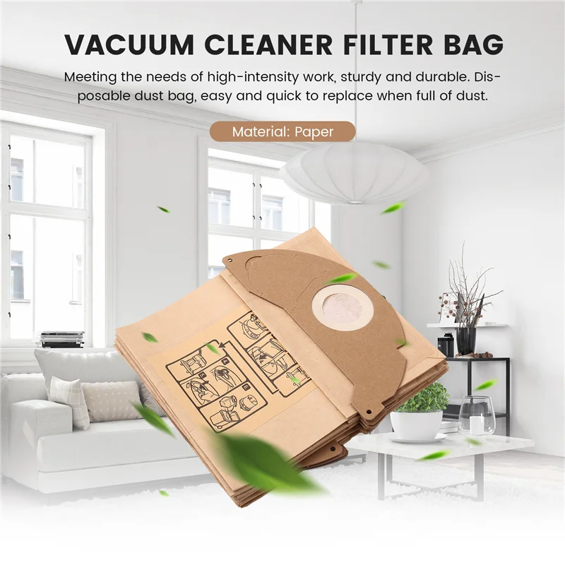 MAKE-10Pcs filtre à vide sac à poussière collection sac poubelle 6.904-322.0 sacs sous vide pour Karcher A2004 WD2 pièces d'aspirateur