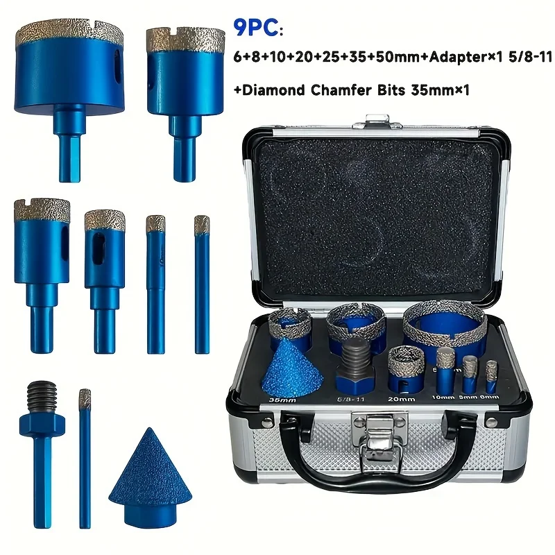 9pcs-6-50mm-threaded-dry-diamond-vacuum-brazed-core-drill-bit-set-ceramic-tile-hole-saw-cutter-granite-marble-drill-bits