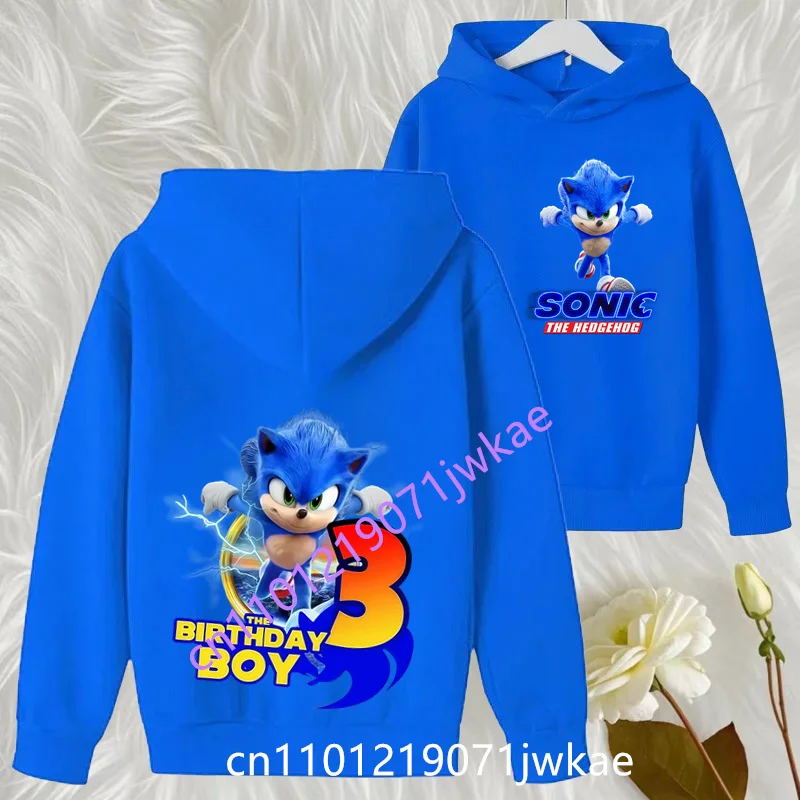 

Boys Casual Shirt Autumn/Winter Long Sleeve Supersonic Front Back Design Sonic 1-9 Y Birthday Gift Children's Hooded Sweatshirt