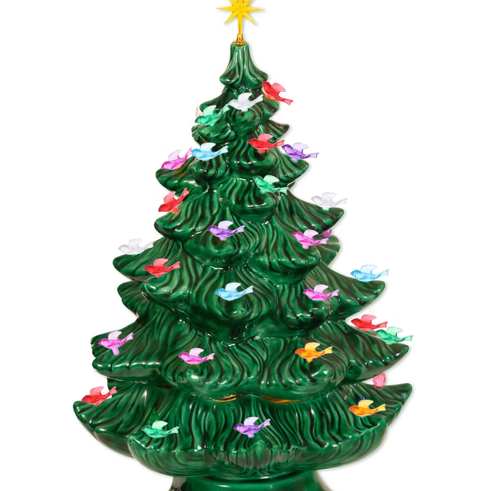 

140Pcs Ceramic Christmas Tree Lights Replacement Vintage Twist Bulbs Plastic Bird Shape Small Tree Replacement Bubble Bulbs