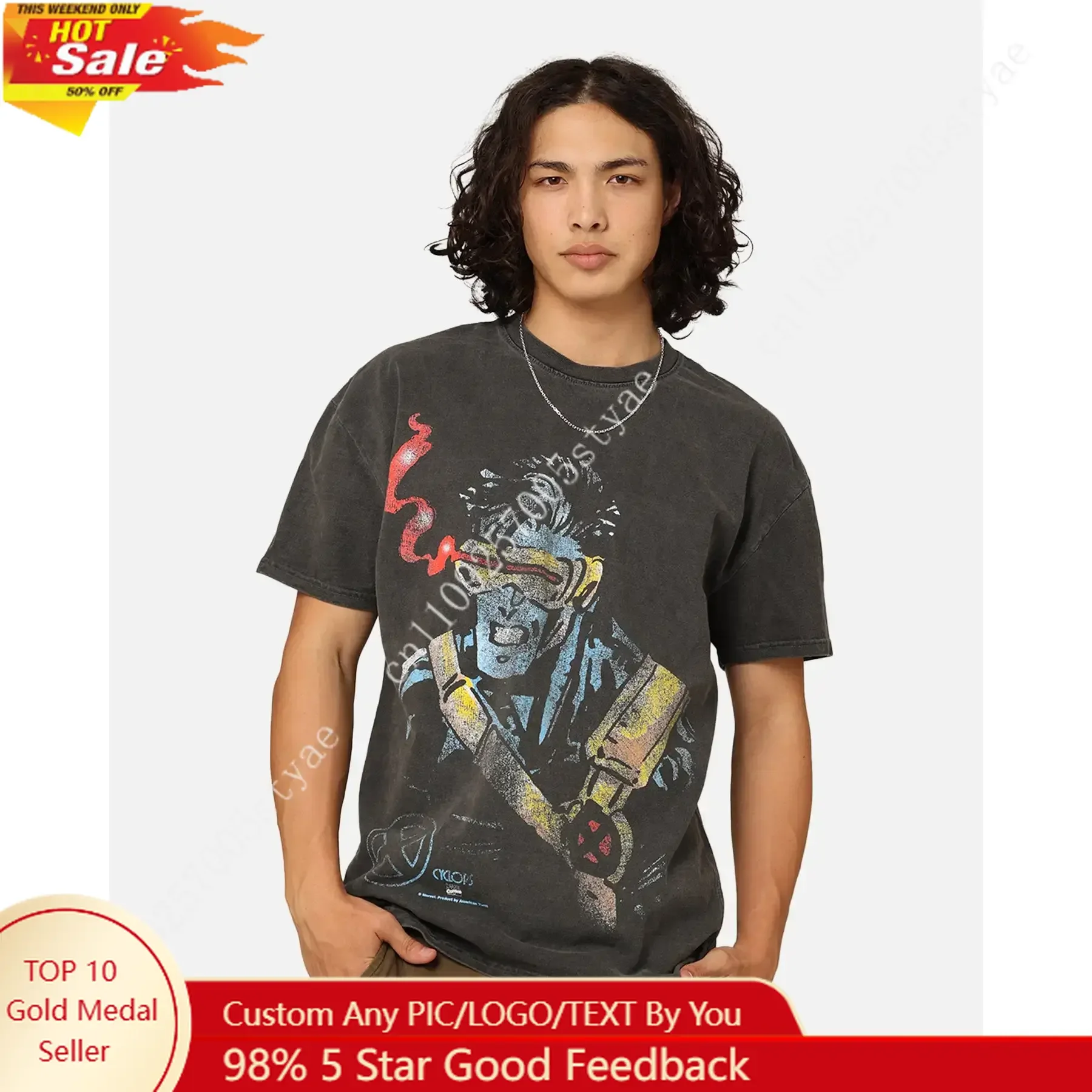 

Marvel X-Men Cyclops Heavyweight T-Shirt Black Wash