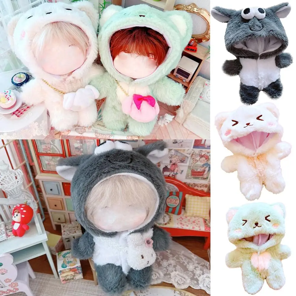 20CM Winter Doll Clothes Idol Dolls Bodysuit Plush Clothing Cartoon Smiling Cat Staring Sheep One-piece Garment Cotton Stuffed