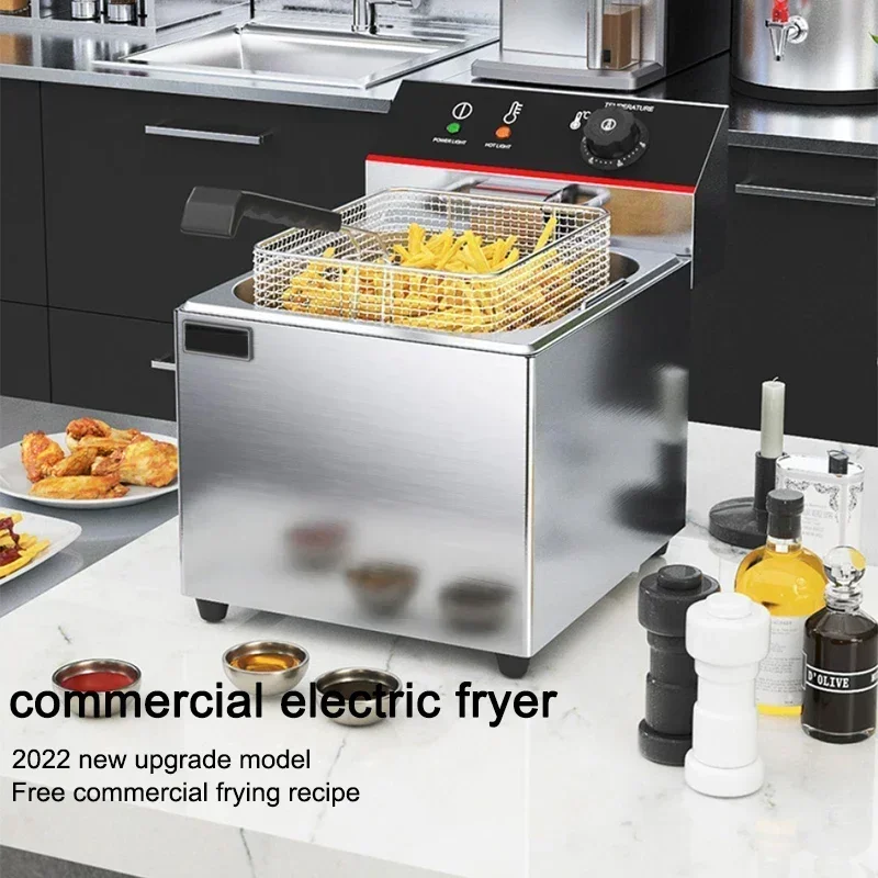 French fry machine single tank large capacity electric fryer electric fryer desktop 220v electric fryer fried chicken hamburger
