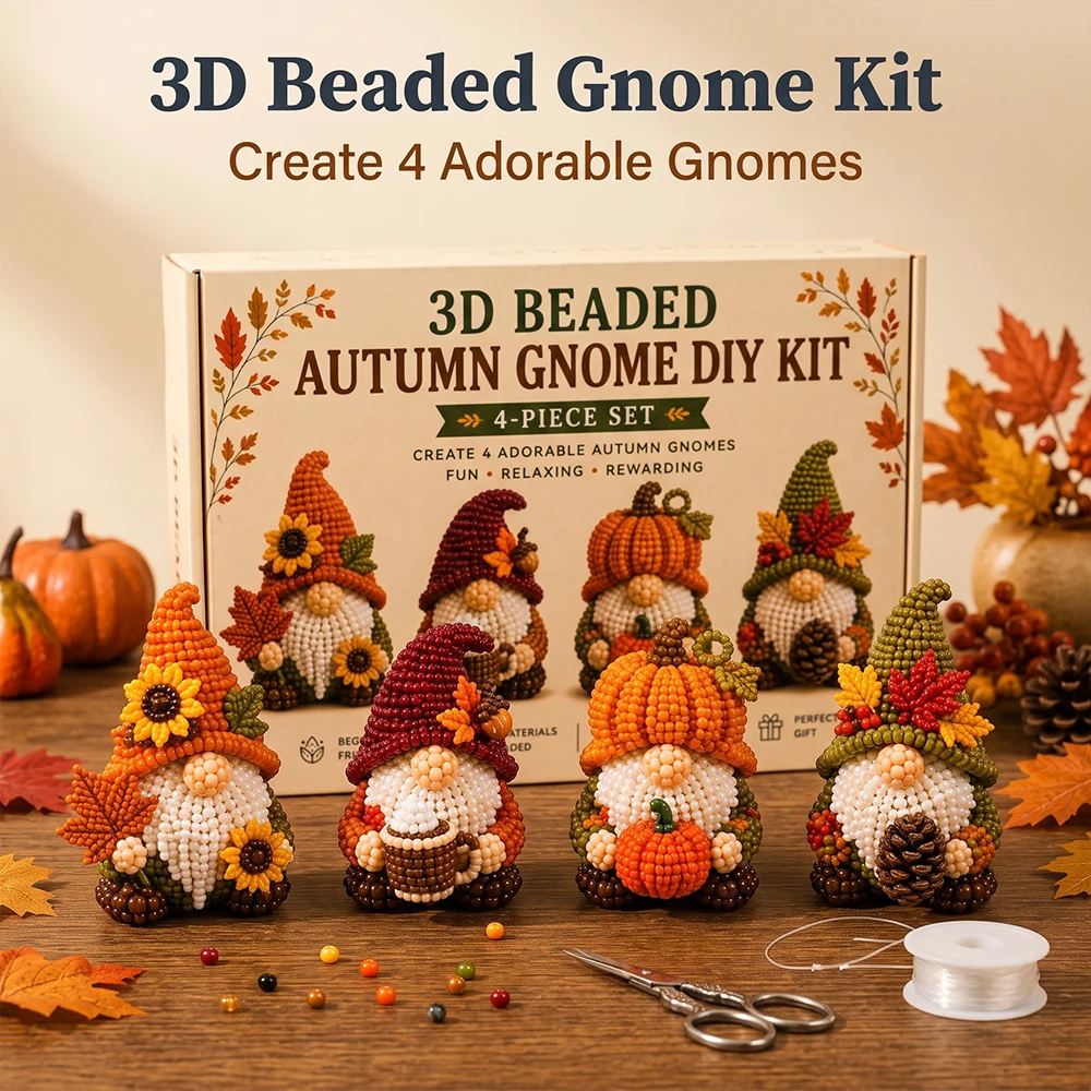 DIY Bead Weaving Kit for 3D Beaded Gnomes, Handmade Beaded Gnome Decor, Creative Relaxing Craft Gift Set