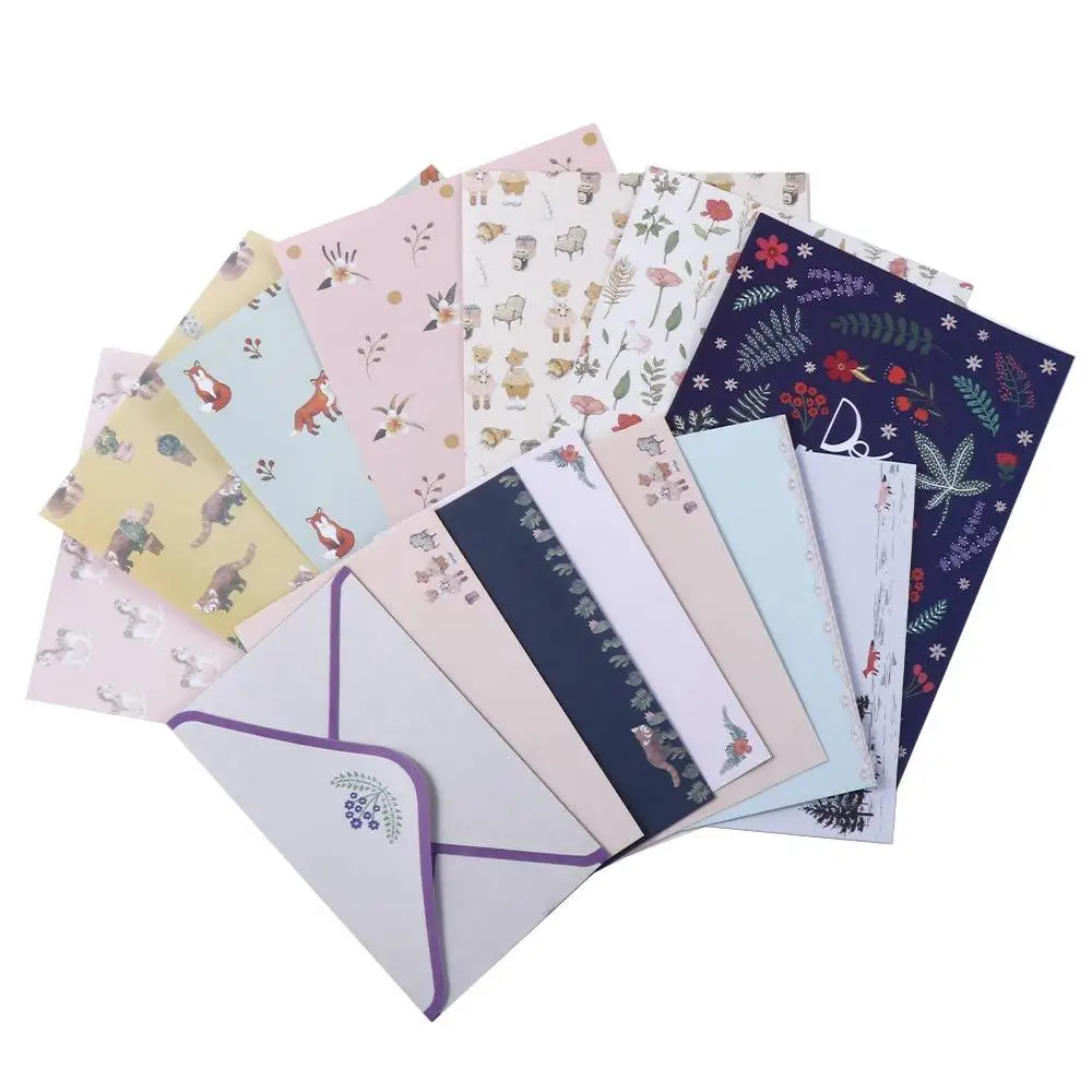 Lovely Valentine's Day Cartoon Letter Pad Beautiful Flower Gift Envelope Letter Paper Stationery Paper Envelope Writing Paper
