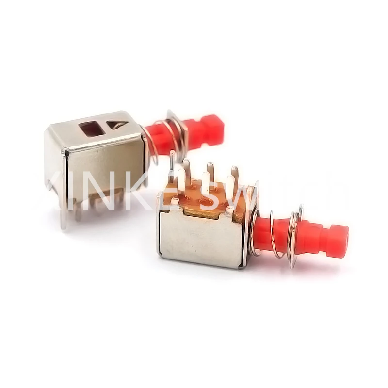 1pcs PS-22F03 Right Angle PCB Latching Push Button Switch DPDT Double Pole 6 Pin Self-locking Key Power Switches