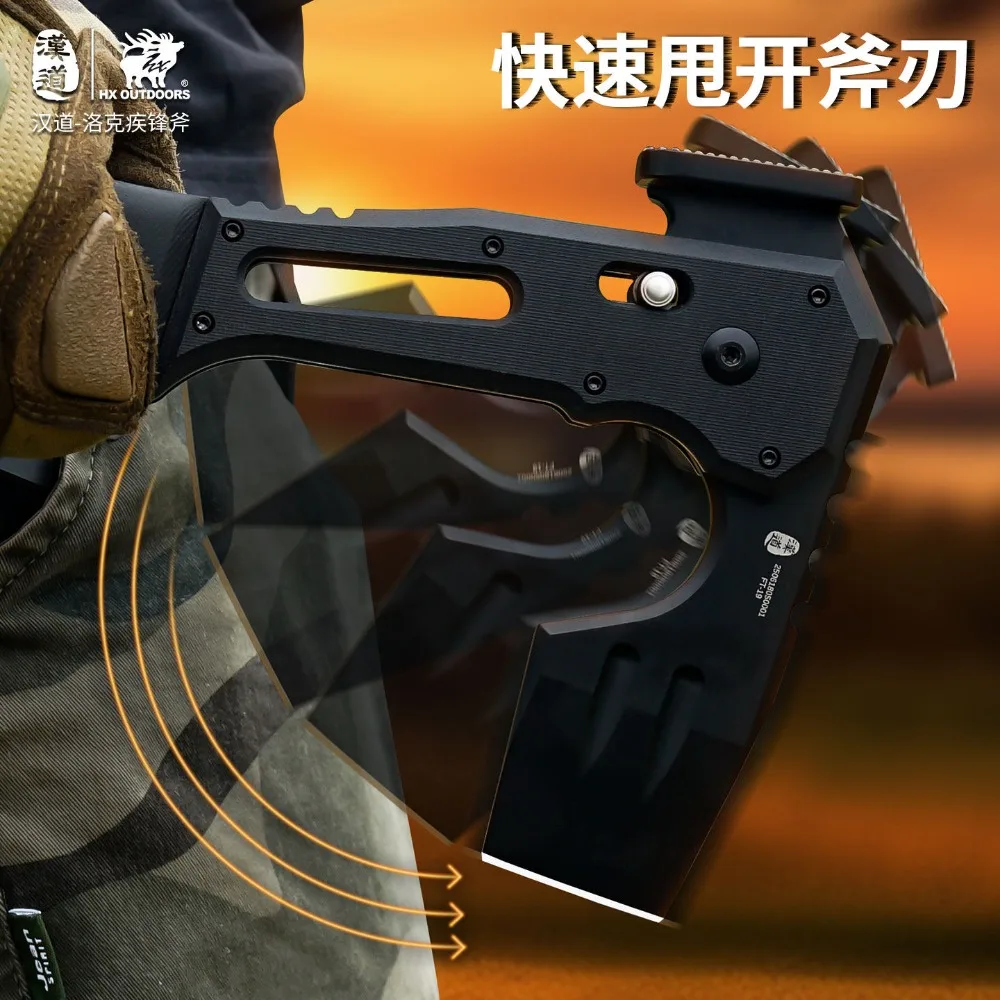 HX OUTDOOTS Folding Axe Outdoor Camping Equipment Rescue Emergency Disaster Prevention Fire Multi functional Tactical Axe