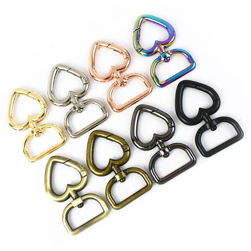 

13/20mm 10-100Pcs Heart Bag Strap Buckle Metal Swivel Clasp Dog Collar Webbing Trigger Snap Hook Keyring Hangers DIY Accessories