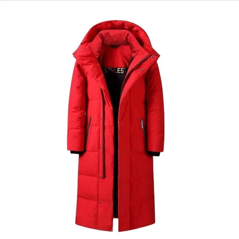 Long Down Jacket Men's Super Long Over The Knee New Couple Wear Winter Jacket Loose Large Size Mid-Length Coat Women