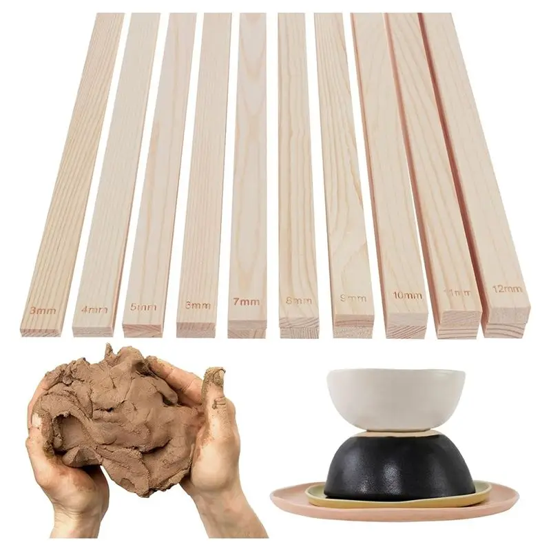 

A20F-Pottery Rolling Pin Set,For Polymer Clay And Pottery,Pottery Teaching Tools With Thickness Measurement