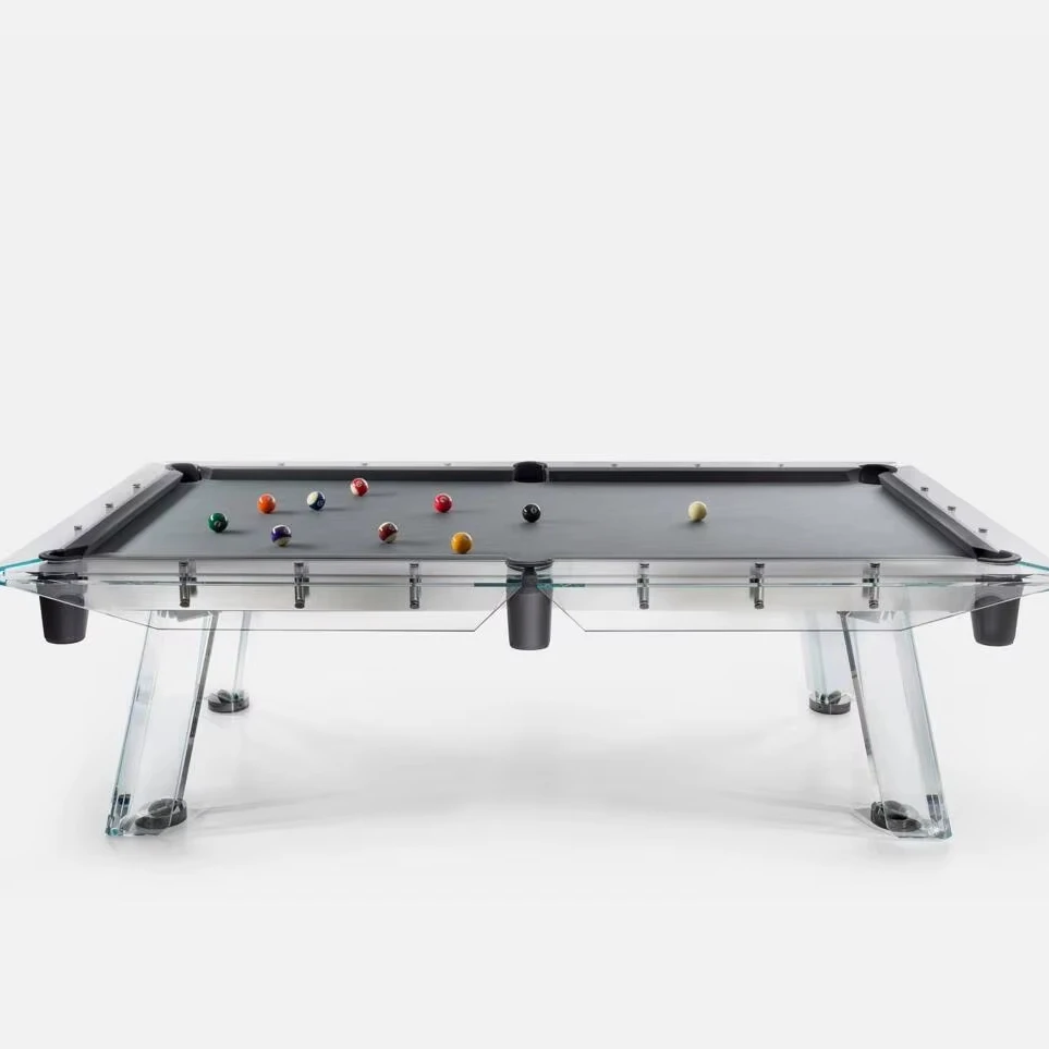 Acrylic American pool table High-end villa pool table Standard multi-functional household tempered crystal glass table