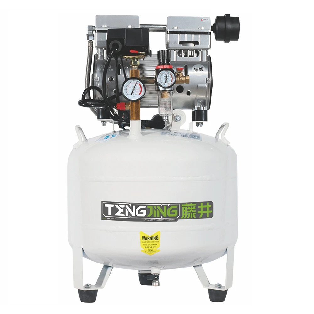 Dental Clinic Low Noise High Pressure Electric Silent Oil Free Small Mini Portable Reciprocating Piston Air Compressor