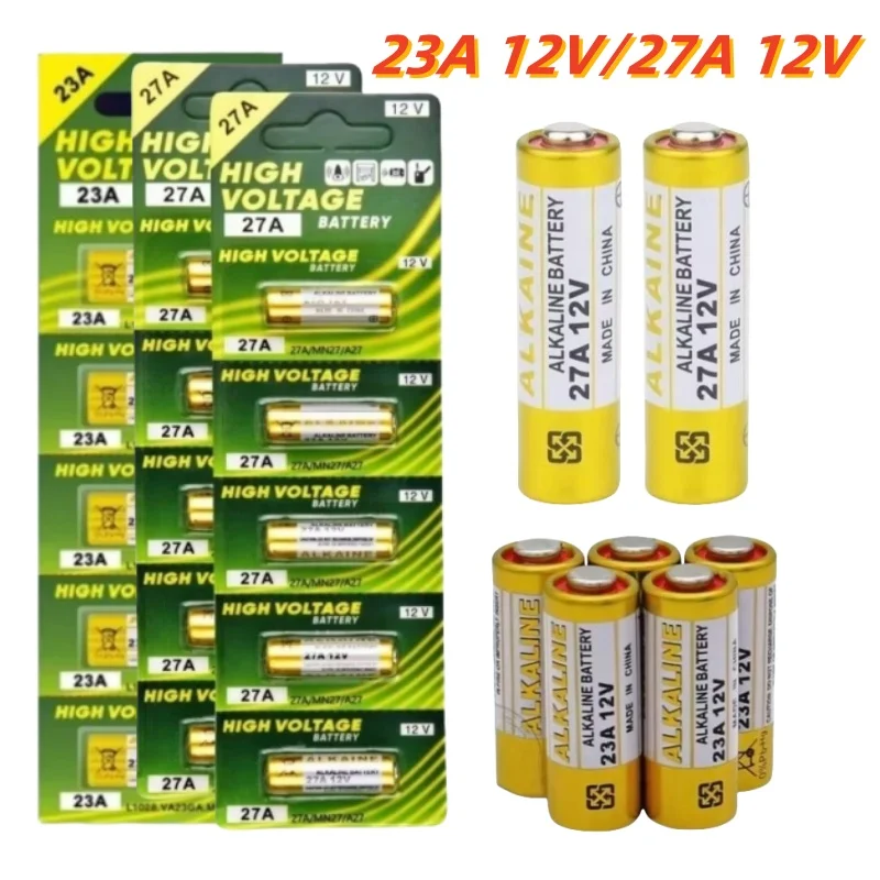 

10PCS 27A 12V Alkaline Battery 23A Dry battery for Doorbell Car Keys Calculators Remote Controls