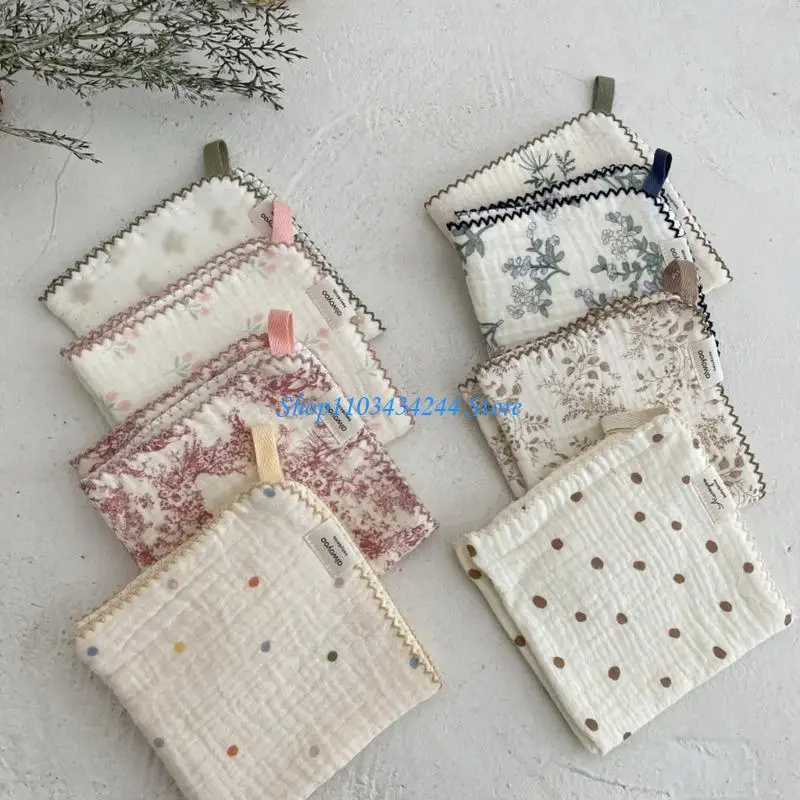 Cartoon Print Baby Muslin Square Face Towel Soft Burp Cloths Small Handkerchief