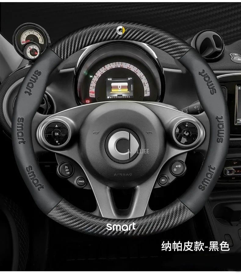 

Leather Car Steering Wheel Cover for Smart Forfour Smart 1 3 5 2015 - 2025 Smart Fortwo 451 450 453 EQ Forfour Forjeremy Car