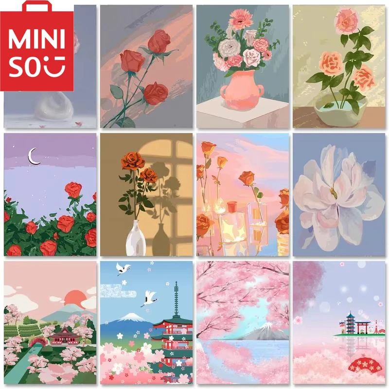 

MINISO DIY картина маслом по номерам цветы украшение дома стены гостиная кафе-бар декор комнаты лучший уникальный подарок рамки