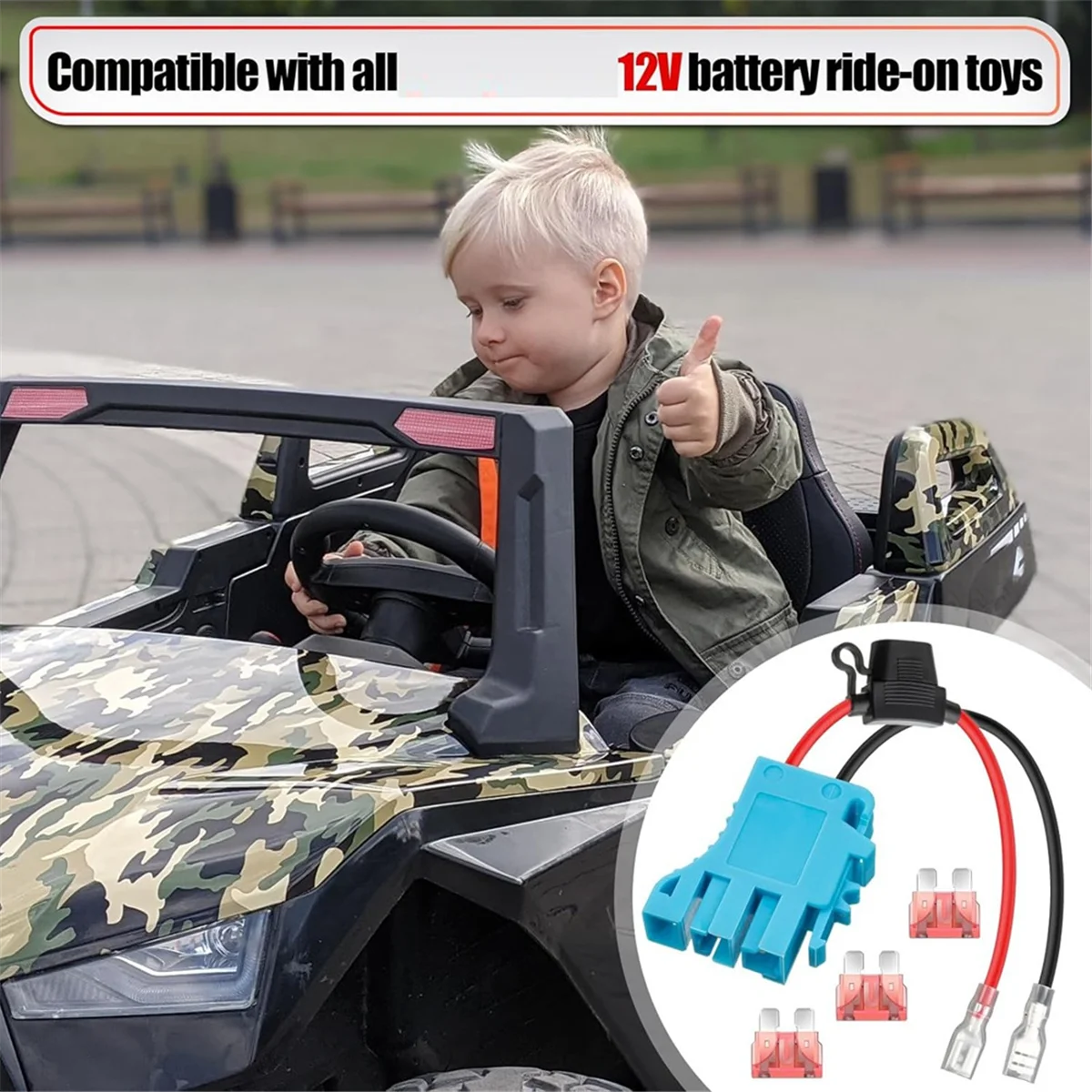 ABJT 2Pack 12 AWG 와이어 하네스 커넥터 교체 Peg-Perego 12Volt SLA 배터리 라이드 온 차량 라이딩 장난감 (퓨즈 포함)