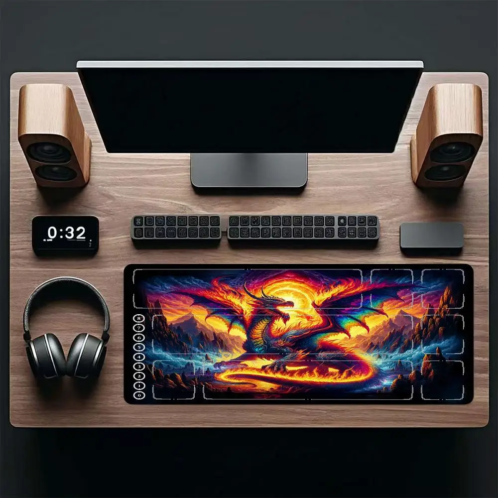60x35cm Flying Dragon Design Playmat Trading Game Card Pad with Magic Area Anti-slip pads for Rune Battlefield Parties MTG TCG