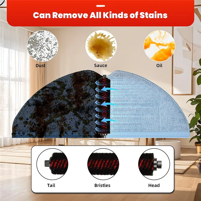 

ABKY-Replacement High-Speed Brush Roller Brush Side Brush Filter Set For Roborock S8 Max/Maxv Ultra Sweeper Parts