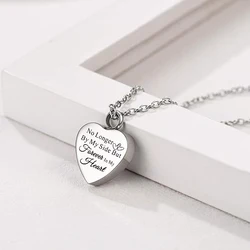 Heart Cremation Jewelry Urn Ashes Necklace Stainless steel Mmemorial Pendant No longer by my side...but forever in my heart