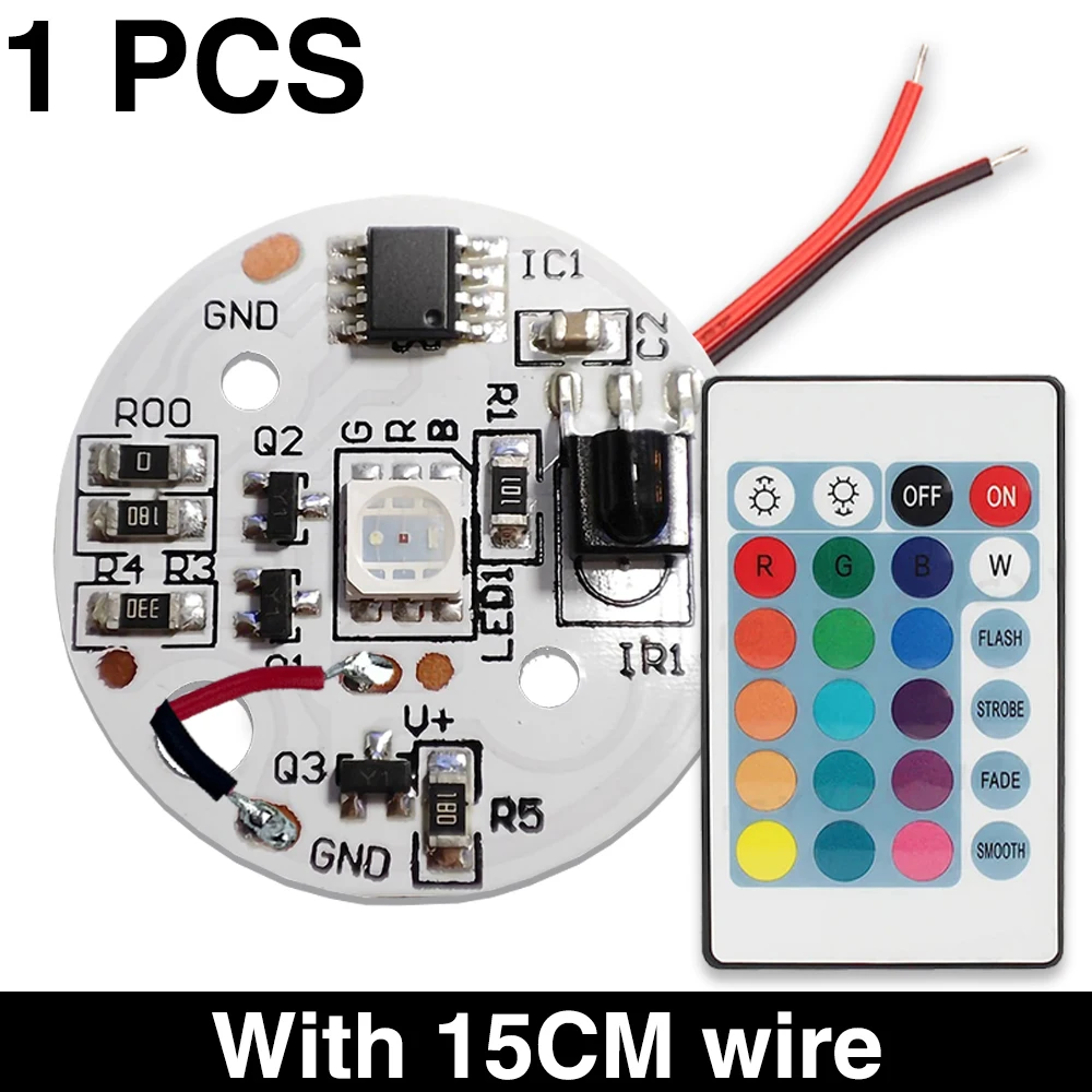 5V Niskonapięciowe diody LED Kolor płytki RGB Płyta lampy 3W Kolorowe gradientowe źródło IR 24-klawiszowy bezprzewodowy zdalny przełącznik włączania/wyłączania