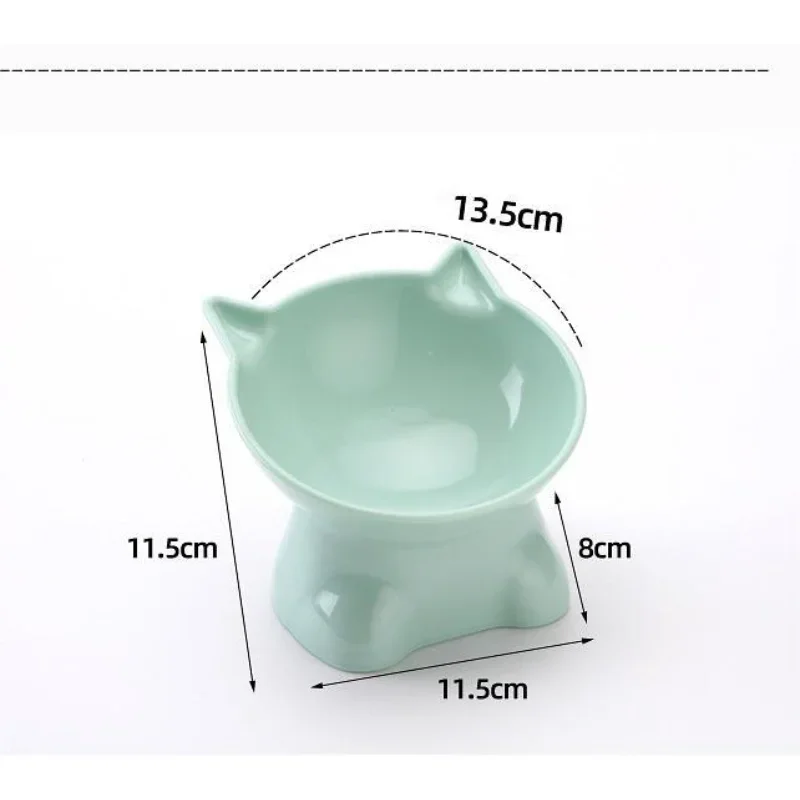 Pet Bowl Large Capacity Cats Bowls Oblique Mouth Cute Cartoon Cat Shape Cat Dog Food Dispenser Pet Feeder Pets Supplies