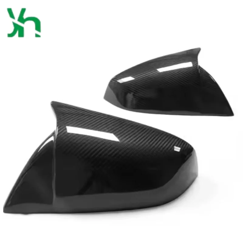 เหมาะสำหรับ Tesla Type Y 2019 ฝาครอบเลนส์คาร์บอนไฟเบอร์ - ตกแต่งด้วยเคลือบเงา ติดตั้งภายนอก ฝาปิดกระจกหลัง 2 ชิ้น