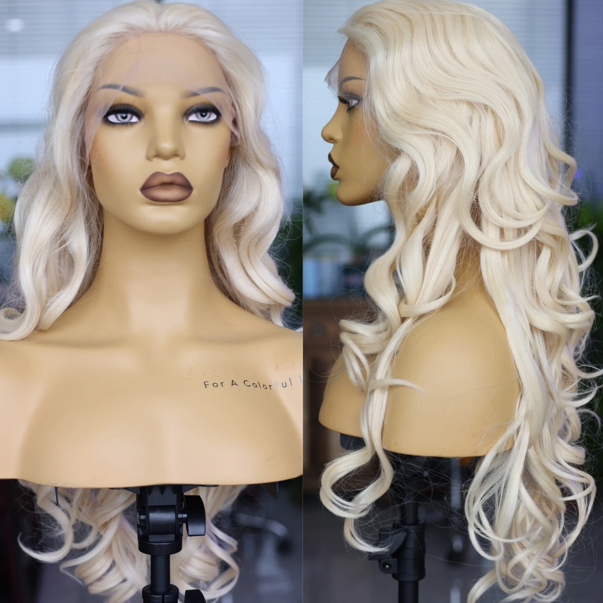 White Brown Synthetic Lace Front Wig Cosplay Dating Daily Wear Long Wave Wig Natural Hair Line High Temperature Resistant