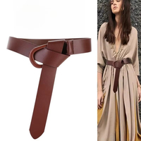 Women's Wide Genuine Leather Belt with Knot Design Adjustable Waist Cincher for Dresses Sweaters & Blazers Fashion Decorative Ov