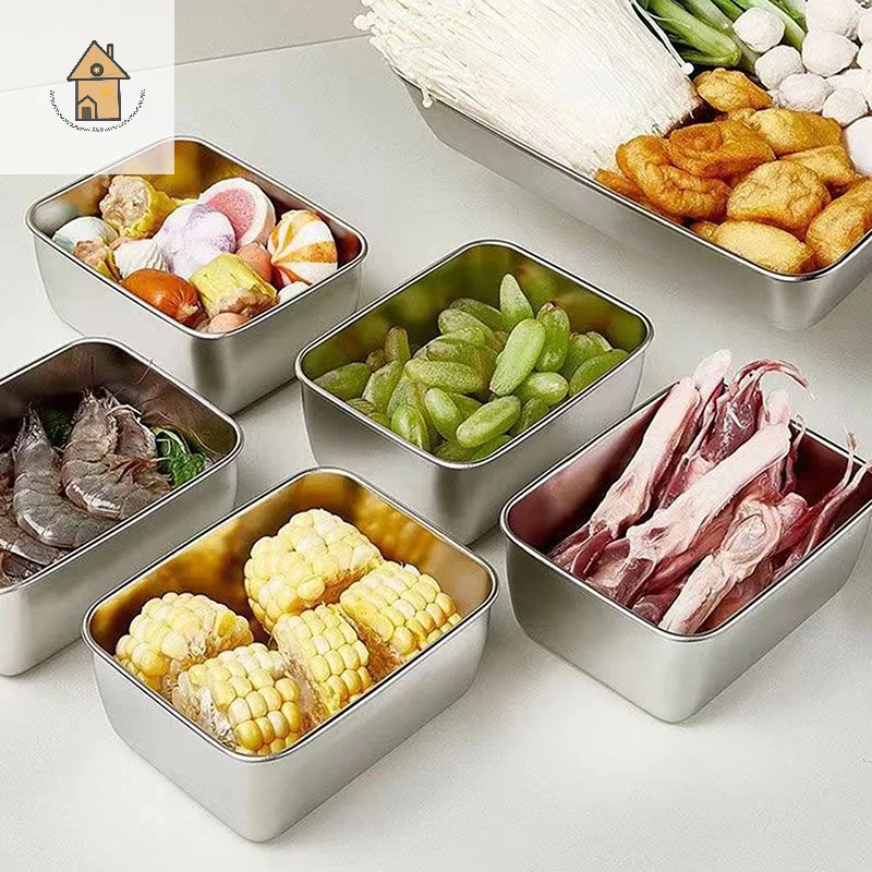

Food Crisper, Stainless Steel Food Storage Tray With Lid Rectangular Refrigerator Crisper Home Kitchen Organizer Food Container