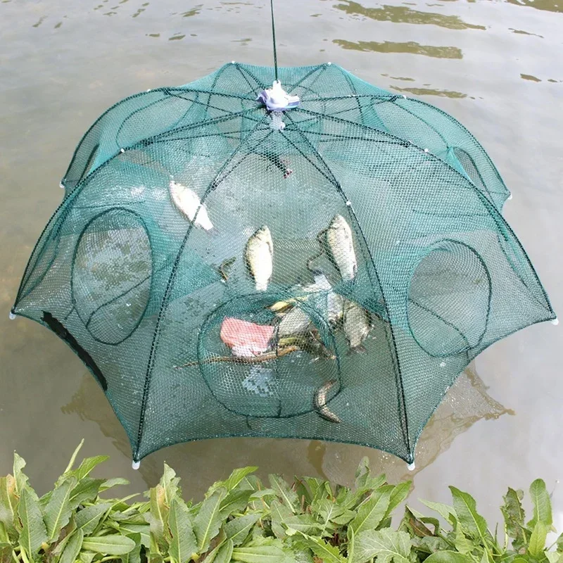 021Folded Portable 20 Holes Fishing Net Network Casting Crayfish Catcher Shrimp Minnow Crab Baits Trap Cages Mesh Fish Nets Tool