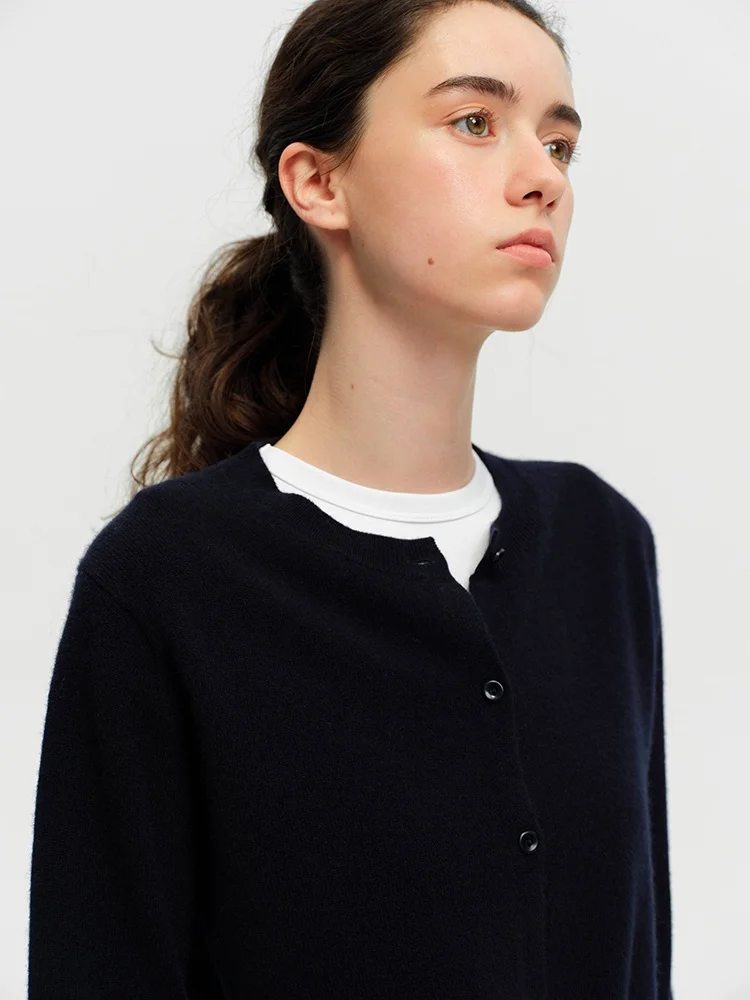 

Soft Comfortable Full Wool Long Sve Single Button Pure Color Open Cardigan Cleanfit Sle Women's Knitted Sweater