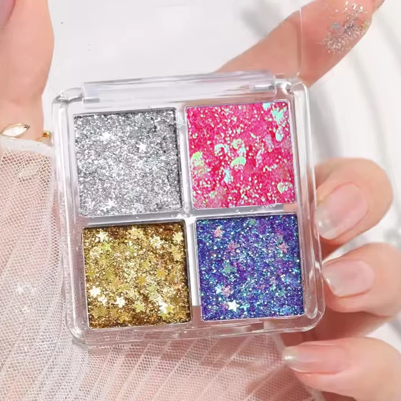 Vassoio per ombretti Sparkling Diamond 4 colori - Zucca di Halloween e toni di ciliegio, blu/oro/giallo, cosplay e trucco scenico