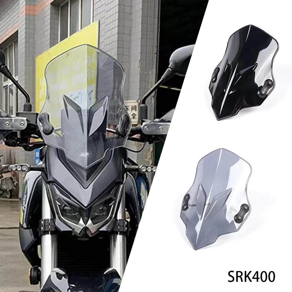 

New Fit SRK400 Motorcycle Windshield WindScreen Screen New For QJ Motor 400SRK SRK 400 Retro Windshield