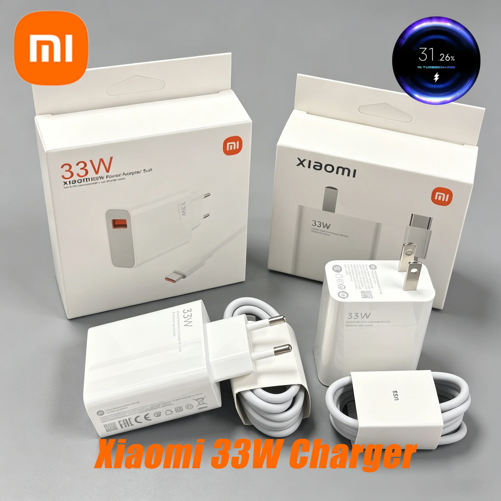 Mdi Cable - Cargador Original XIAOMI de 33W con
