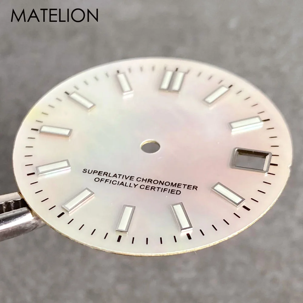 Mother of Pearl Watch Dial for NH35 NH36 NH38 NH70 NH71 NH72 Movement Baton Makers 29mm Luminous DJ Hands MOP Watch Face