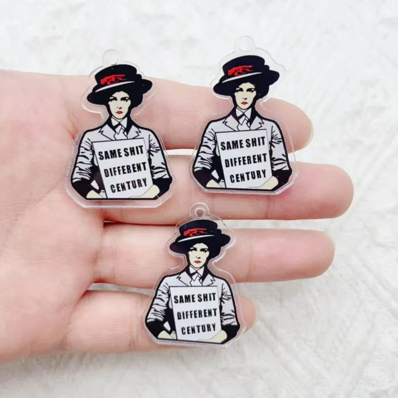 10pcs Acrylic Runner English Pendant DIY Jewelry Accessories Creative Design Fashionable Gift from Europe and America view 3