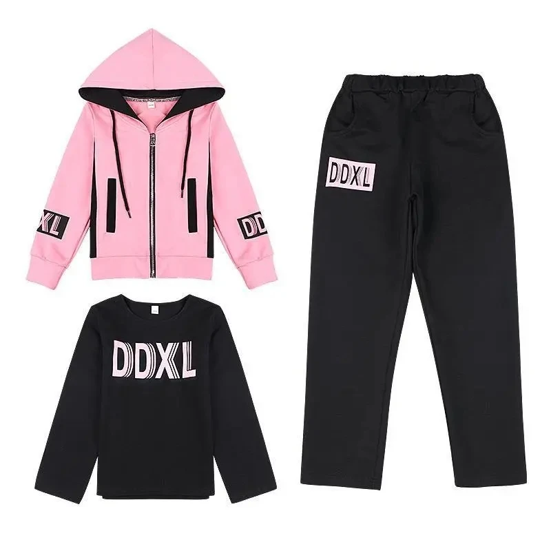 Girl Fashion Outfit 3Pcs Set Spring Autumn Toddler Girls Hooded Sweatshirt+T-shirt+Pants Student Tracksuit Boutique Girl Clothes