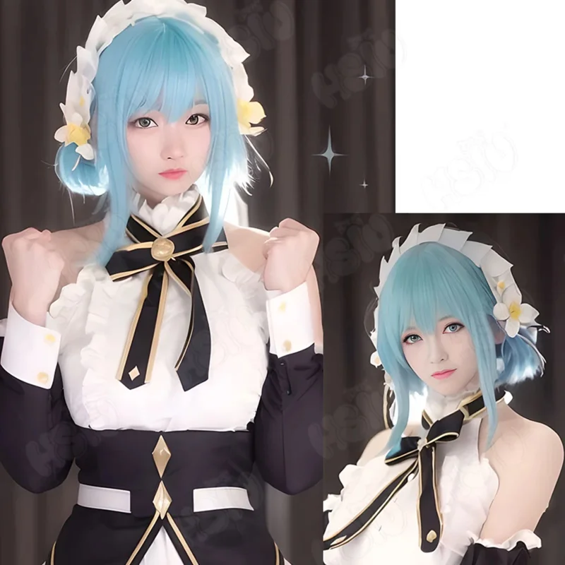 Villhaze Cosplay Wig Anime Hikikomari The Vampire Cosplay Wig HSIU 40Cm light blue short hair Synthetic Wig Wig Cap