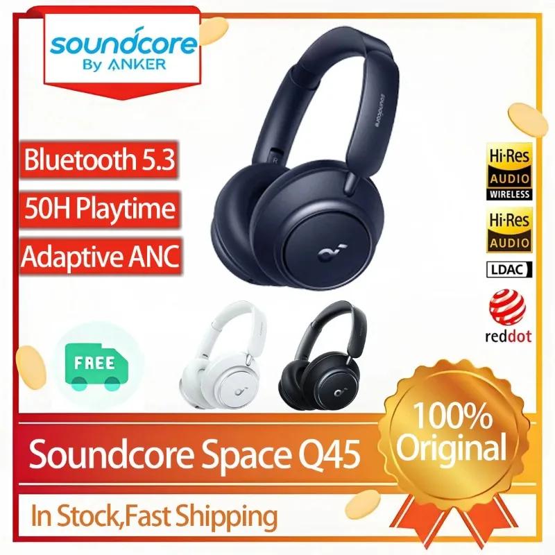 Anker Soundcore Original Space Q45 Head Mounted Wireless Active Noise Cancelling Bluetooth Earphones Car Grade Acoustics