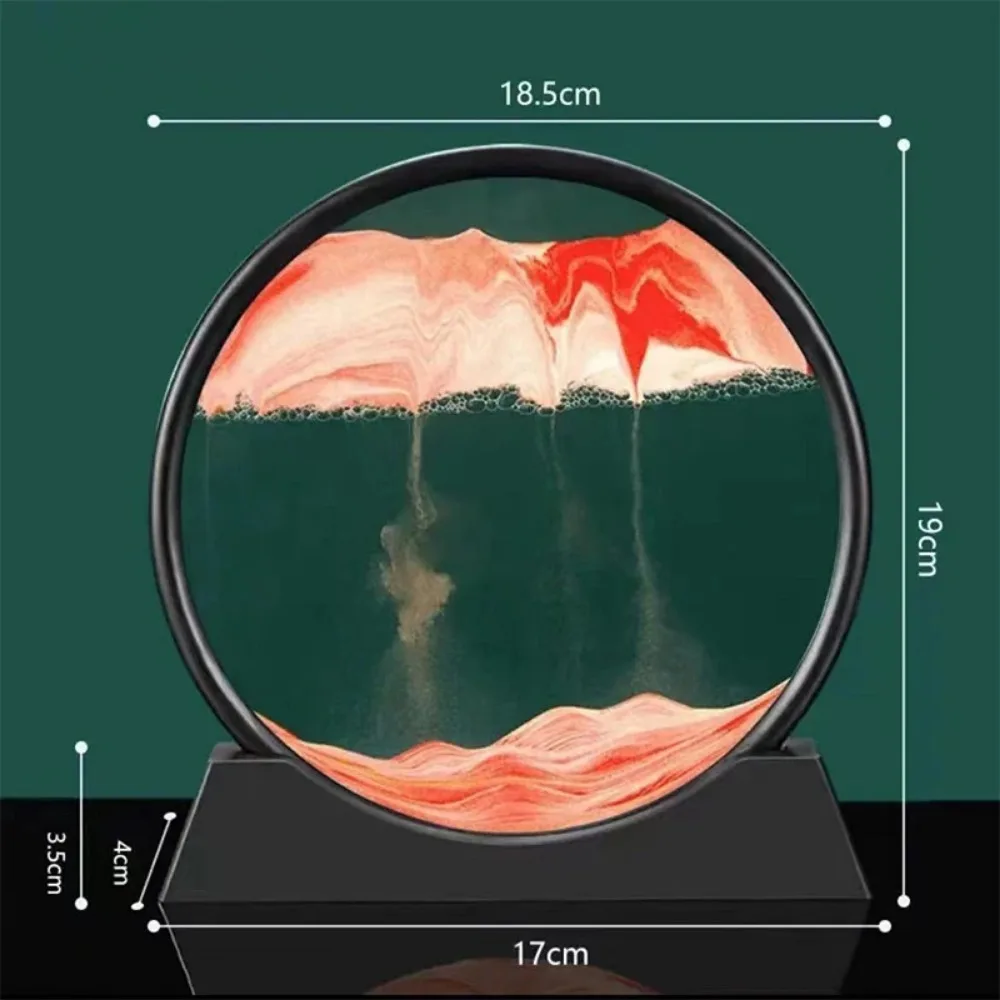 3D 무빙 샌드 아트 페인팅 장식품, 둥근 모래 장면 모래 시계, 퀵샌드 룸 장식품, 가족 장식, 그림 장식 선물