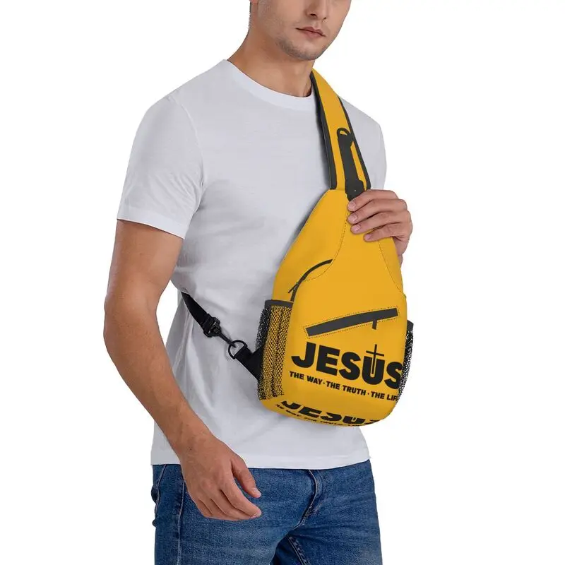 Mochila cruzada de Jesús, The Way The Truth The Life Sling Bag, religión, fe cristiana, pecho, hombro, Daypack