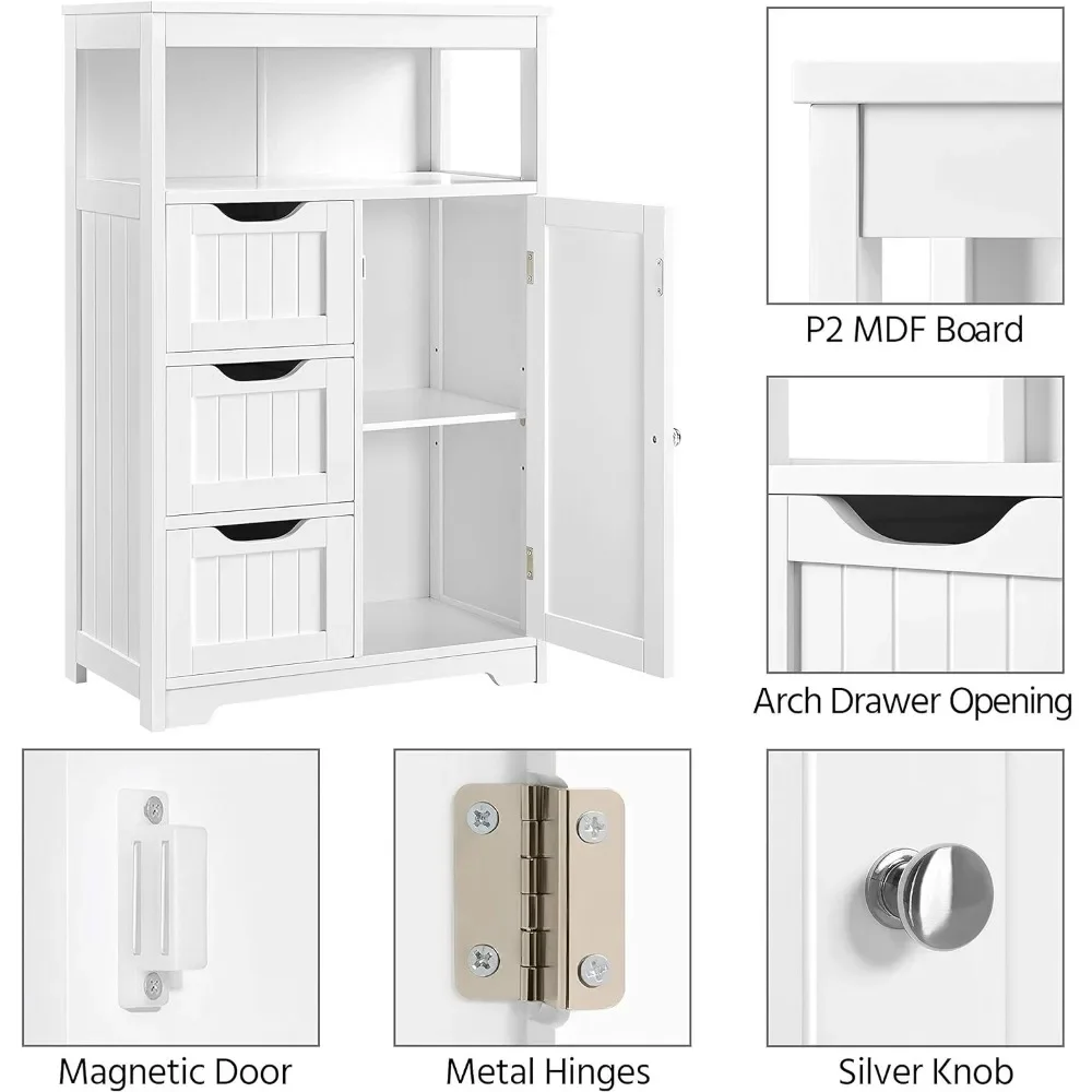 HOFloor-Armoire de rangement en bois, planche Chi autoportante pour cuisine/salon, avec 1 porte et 3 égouts de proximité