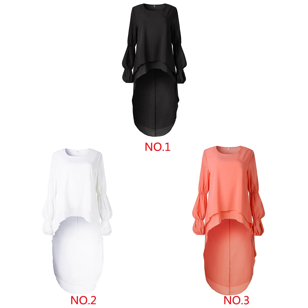 Femmes Peplum volants haut irrégulier chemisier fille trompette manches t-shirt pull robe longue