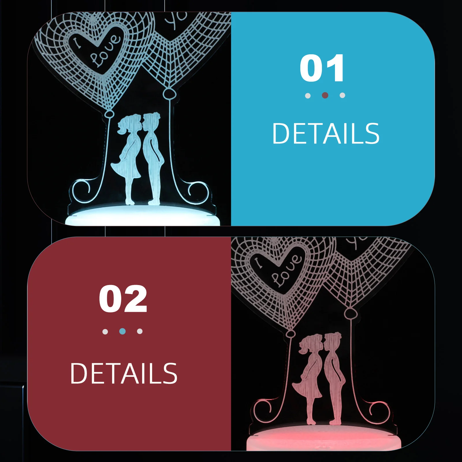 

1pc Touch Control Heart Night Light Led Bedside Night Lamp Bedroom Atmosphere Lamp Romantic Party Decorative Creative 3D Light