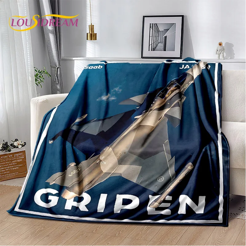 3D Air Force Jet Fighter Spitfire Aircraft Blanket,Flannel Soft Throw Blanket for Home Bedroom Bed Sofa Picnic Office Kids Cover